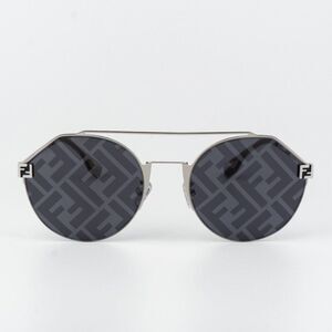 Fendi Men Sunglasses Palladium Blue Silver Mirror Logo Round FE40060U 16X NEW